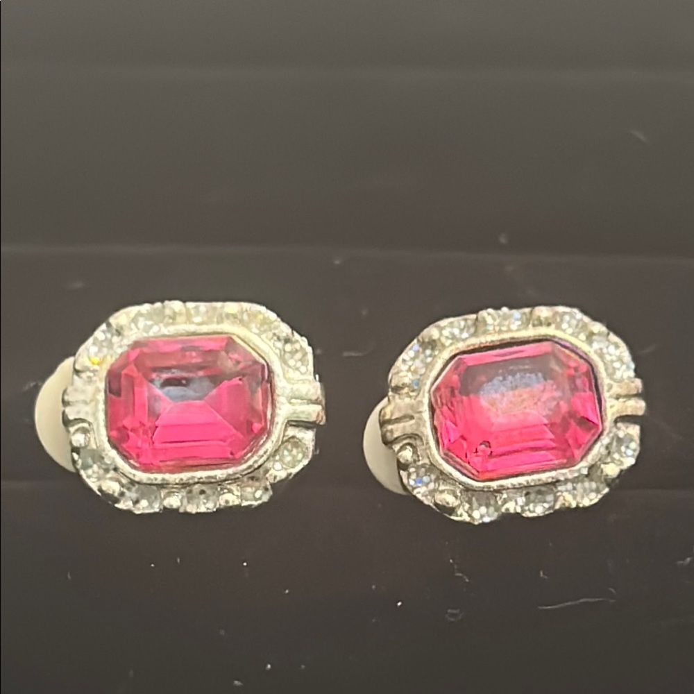 Elegant Pink and Silver clip on  Earrings